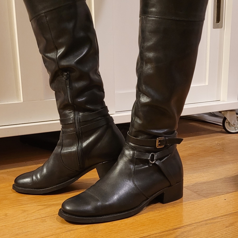 Black leather boots size 9.5- 10